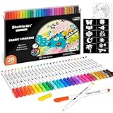 Shuttle Art Lot de 28 marqueurs textiles lavables en