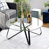 FITATHOME Table Basse Ronde en Verre trempé, Style