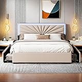 Cadre de Lit Double 160x200cm,Lit Double Capitonné