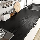 Livelynine Papier Adhésif pour Meuble Bois Noir Cuisine