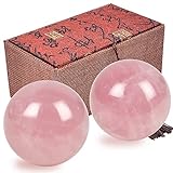 Juanxian Lot de 2 balles de massage en quartz rose