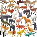 Pinowu Lot de 32 figurines réalistes d'animaux du zoo