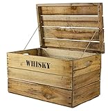 Truhenking Vieux coffre en bois avec couvercle et impression