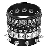 YUXIANLB Lot de 3 bracelets à pointes cloutées punk
