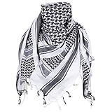 Foulard à franges MFH PLO Shemagh, Noir/blanc., 115x110cm