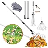 Râteau de jardin avec barre en métal réglable de 2,15