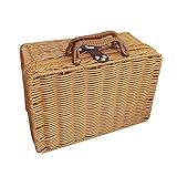 Valise rétro vintage en osier, boîte de rangement élégante