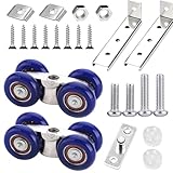 JIjzedL Kit de ferrures de porte coulissante, roulettes