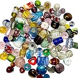 FAPUMOE Lot de 80 perles de verre assorties aléatoires