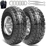 Lot de 2 roues de diable en caoutchouc plein 4.10 3.50-4,