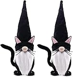 Lot de 2 nains de chat noirs décoratifs pour Halloween