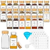 Lot de 24 pots à épices en verre avec couvercles hermétiques