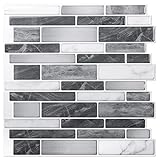 Art3d Lot de 10 feuilles de carrelage autocollant pour