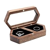 Boîte à bagues en bois de noyer - Pour mariage, fiançailles,