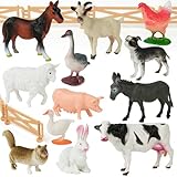HOTUT 12 Pièces Réaliste Ferme Animaux Figurines Jouets,
