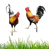 YEJAHY Lot de 2 Piquets de Jardin en Forme de Coq -