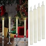Cepewa Lot de 4 bougies à tige LED en cire véritable
