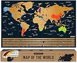 envami Carte du Monde a Gratter Doré I 68 X 43 CM I