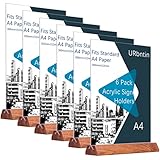 URbantin A4 Acrylic Sign Holder,6Pack T-Shape Wooden