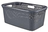 CURVER | Panier à linge 45L Aspect rotin, Anthracite,