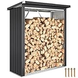 Outsunny Abri-bûches couvert en acier galvanisé, 1,5