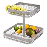 eluno Corbeille à fruits carrée à 2 étages - En métal