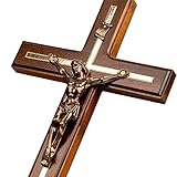 Woodvio - Croix murale en bois faite à la main, crucifix