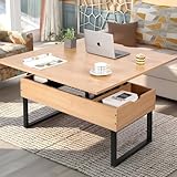 VOWNER Table Basse Relevable, Table de Salon Multifonctionnelle