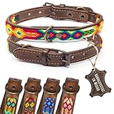 ALTEZAR Collier en cuir pour chien - Double broderie