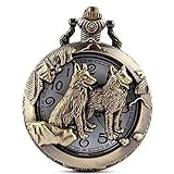 Montre à gousset rétro style ancien avec motif loups