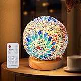 PORFOYO Lampe de chevet en verre patchwork - Veilleuse