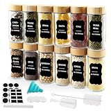 Foydream Pot à Épices en Verre et Bois,12 Pièces 120ml