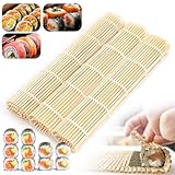 CHRI Lot de 3 tapis à sushis en bambou naturel pour