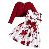Kunyeah Robe pour enfant fille avec cardigan - Robe