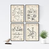 Nacnic Vintage - Lot de 4 feuilles avec des vélos de