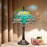 Blivuself Lampe de table en verre teinté de style Tiffany