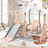 Toboggan Enfant avec Balançoire,4 en 1 Toboggan Intérieur