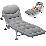 Chaise Longue de Camping à 6 Pieds avec Matelas, Lit