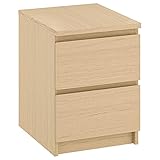 IKEA MALM Commode à 2 tiroirs, blanc en chêne teinté,