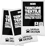 Lot de 3 sachets de Teinture Textile - NOIR - teintures