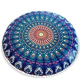 Mandala Life ART Housse de coussin ronde bohème - 75