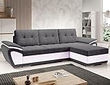 Easy4You ENZO Canapé d'angle droit en forme de L Gris/Blanc