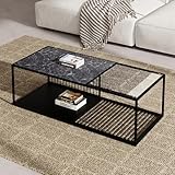 Table basse, table basse en fer forgé avec verre, grand