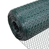 VOUNOT® Grillage a Poule en PVC Gaine Vert 1x25m Maille