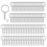 Lot de 100 porte-clés - 25 mm - Avec chaîne - Anneaux