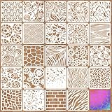 MWOOT Lot de 24 pochoirs à textures mixtes pour peinture,