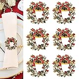 Kesote Lot de 6 ronds de serviette - Couronne de Noël